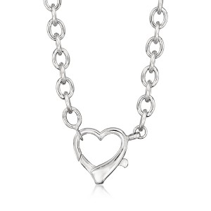 Ross-Simons Sterling Silver Oversized Heart Lobster Clasp Necklace - 1 of 2