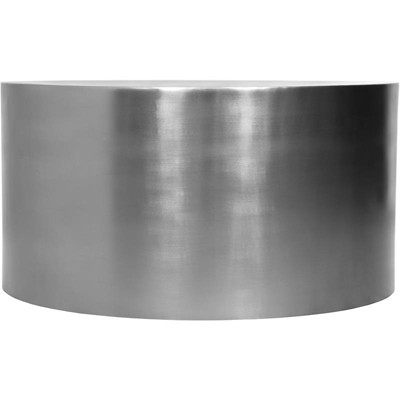 Round Brushed Chrome Metal Industrial Cocktail Table