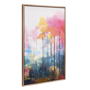 Kate & Laurel All Things Decor 31.5"x41.5" Sylvie Beaded Colorful Forest Landscape Framed Canvas by The Creative Bunch Studio Gold - 1 of 4