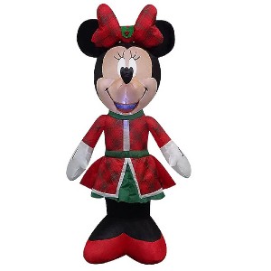 Gemmy 3.5 FT Lighted Minnie Mouse Wearing her Plaid Dress Christmas Inflatable - 1 of 4