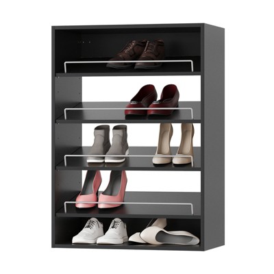 Modular Storage Angled Shelves, Wood Closet Organizer Adjustable, Stacking, Shoe Shelf Unit with 4 Shelves