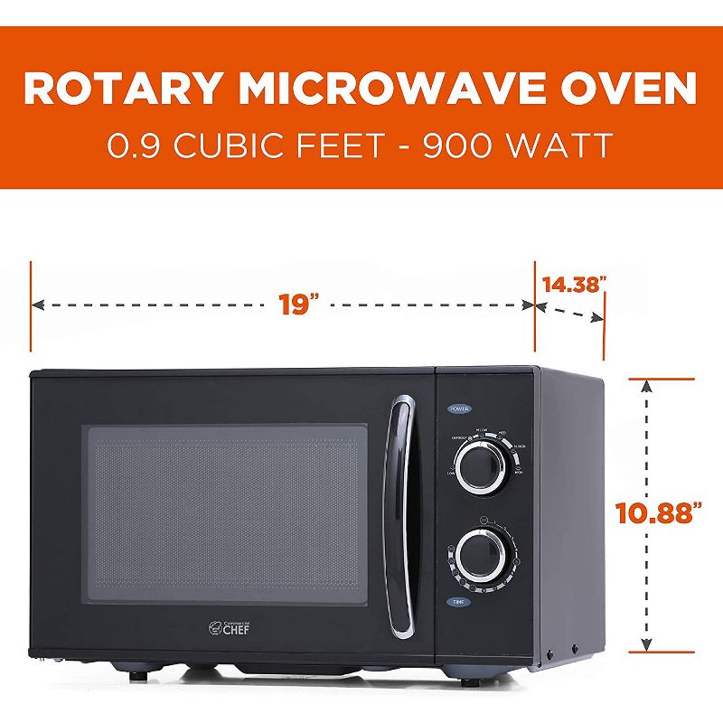 COMMERCIAL CHEF Countertop Microwave 0.9 Cu. Ft. 900W, Black, 2 of 7