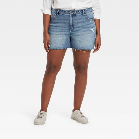 ubehag Decimal Løs Women's Plus Size Destructed Jean Shorts - Ava & Viv™ : Target