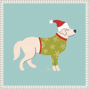 Amanti Art Cute Christmas Golden Retriever by Carrie Cantwell Canvas Art Framed - 1 of 4