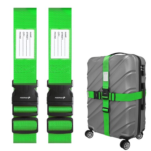 Fosmon 2 Pack Travel Luggage Straps For Suitcases Travel Hardside Luggage Straps With Buckle Green Target