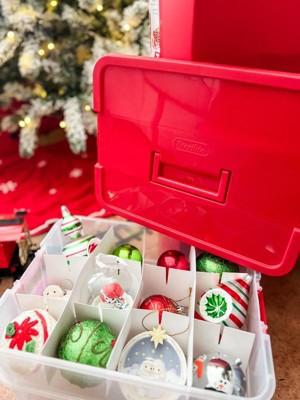 Hearth & Harbor Large Christmas Ornament Storage Box with Adjustable Dividers for 128 Holiday Ornaments or Decorations