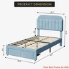 Twin Bed Frame Velvet Upholstered Platform Bed with Bookcase Headboard for Kids Girls Heavy Duty Steel Support Legs Easy Assembly Noise Free - 3 of 4