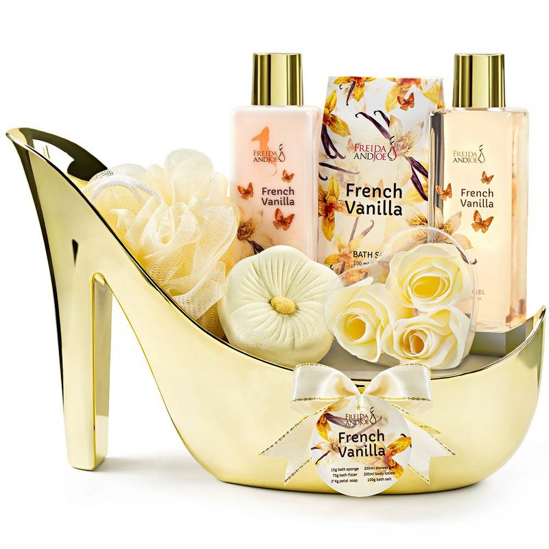 French Vanilla Shoe Spa Gift Set Bath Essentials Gift Basket  Luxury Body Care Mothers Day Gifts for Mom, 1 of 3