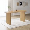PexFix 67" x 33.5" Dining Table Wood Oval Kitchen Table with Scratch-Resistant Top & Striped Legs Modern Farmhouse for Living Room Kitchen Natural - 3 of 4