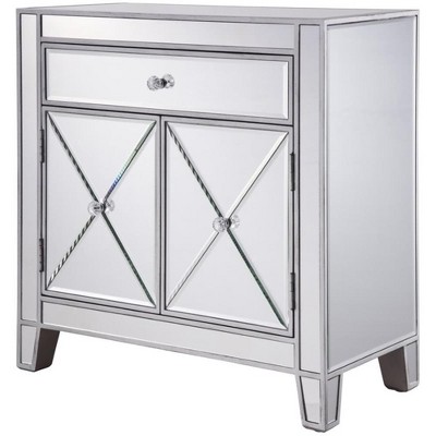 Elegant Lighting 1 Drawer 2 Doors Cabinet 28 in. x 13-1/4 in. x 28-1/4 in. in silver paint