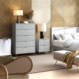 Galano Zaffy 5 Drawer Chest (Interlock) - Dusty Grey Oak - 1 of 4