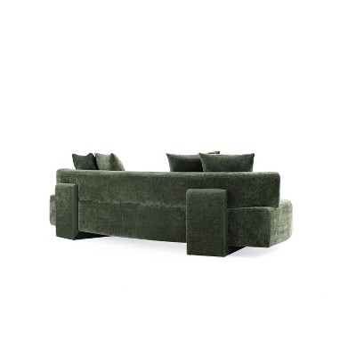 Olive Green Chenille 3-Piece Sofa and Accent Chairs Set