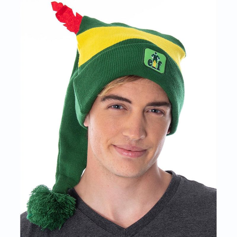 Elf The Movie Adult Buddy The Elf Character Costume Long Pom Beanie Green, 2 of 5