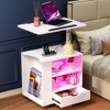 Pamapic Manufactured Wood Led Nightstand With Charging Station, Adjustable Height - 3 of 4