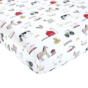 Hudson Baby Cotton Fitted Crib Sheet, Farm, One Size - 1 of 2