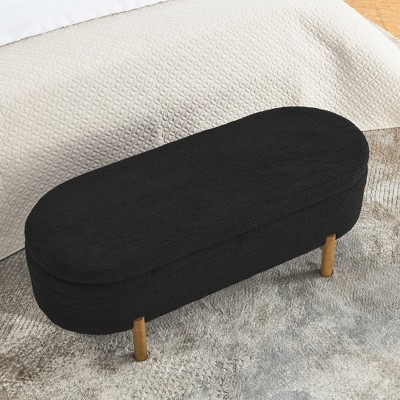 NicBex Ottoman with Storage Bench Storage Organizer Oval Storage Bench with Rubber Wood Legs for Entryway Bedroom