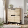Shoe Cabinet with 2 Flip Drawers and Metal Legs, Freestanding Narrow Shoe Rack, Space-Saving Oak Shoe Storage Organizer for Entryway - 2 of 4