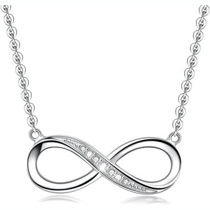 Infinity Love Heart Necklace for Women, 925 Sterling Silver Fine Jewelry White Gold - 1 of 4