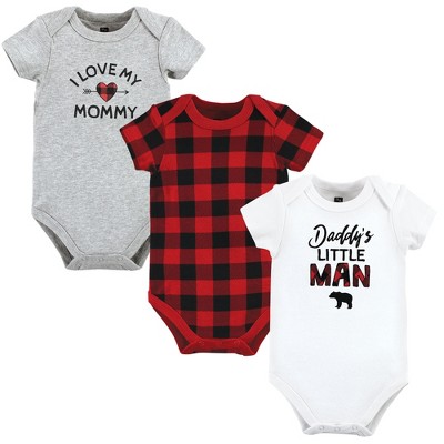 Hudson Baby Infant Boy Cotton Bodysuits, Buffalo Plaid Family, 3-6 Months