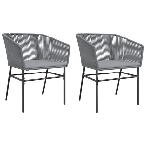 vidaXL Outdoor Patio Chairs - Poly Rattan with Cushions, Gray Seating for Garden & Patio - Modern Design, Weather-Resistant Frame - 1 of 4
