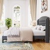 King Velvet Upholstered Platform Bed Frame with Wingback Tufted Headboard & Wood Slat Support, No Box Spring Needed - 3 of 4
