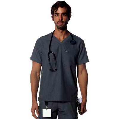 Members Only Men's Scrub Top With Double Chest Pocket