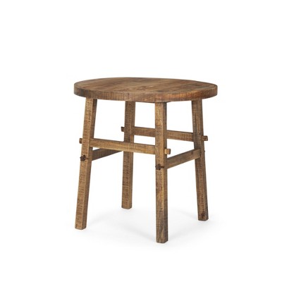 HomeRoots 26" Brown Distressed Solid Wood End Table