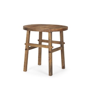 HomeRoots 26" Brown Distressed Solid Wood End Table - 1 of 4