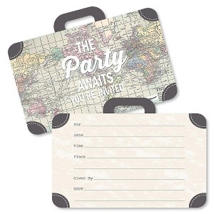 Big Dot of Happiness World Awaits - Shaped Fill-in Invitations - Travel Themed Invitation Cards with Envelopes - Set of 12 - 1 of 4