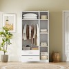 TIRAMISUBEST 3-Door Mirrored Wardrobe with 2 Storage Drawers and Top Cabinet, Modern Armoire Closet with Storage Shelves and Hanging Rod - 2 of 4