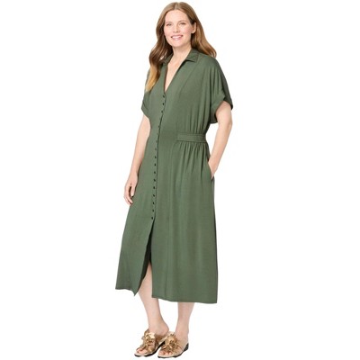 Woman Within Plus Size Snap-Front Dress