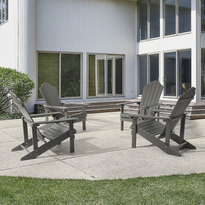 Sonkuki 4-Pack Faux Wood Adirondack Chair with High Back and Wide Seat