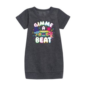 - Trolls - Gimme A Beat Branch and Poppy Graphic Short Sleeve Fleece Dress - 1 of 3