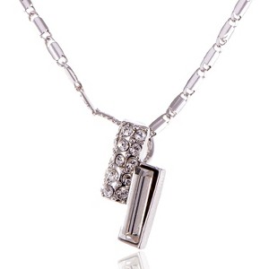 Anna-Kaci Women's Circular Crystal Pendant Necklace, Modern and Chic Design with Adjustable Chain, Ideal for Formal Events - Bars - 1 of 4