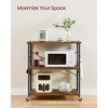 Rustic Brown & Black Industrial - Style Kitchen Cart on Wheels - 3 - Shelf Serving Cart with 6 Hooks. Ideal for Microwave, Mini Oven, Toaster - 3 of 4