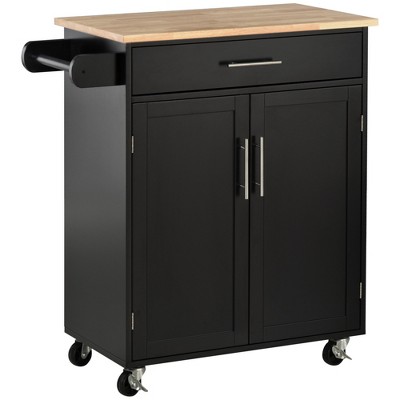 Homcom Kitchen Island Cart Rolling Trolley Cart With Drawer, Storage ...