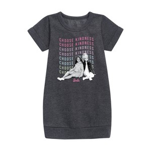 Girls' - Barbie - Choose Kindness Graphic Short Sleeve Fleece Dress - 1 of 2