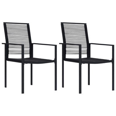 vidaXL Patio Chairs 2 pcs Black PVC Rattan - All Weather Outdoor Seating Ideal for Garden, Deck, Patio or Poolside Lounge