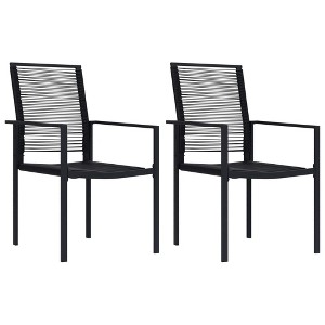 vidaXL Patio Chairs 2 pcs Black PVC Rattan - All Weather Outdoor Seating Ideal for Garden, Deck, Patio or Poolside Lounge - 1 of 4