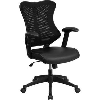 Executive Swivel Office Chair with Leather Padded Seat Black - Flash Furniture