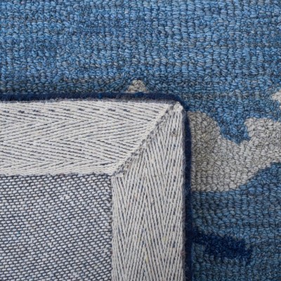 Hand-Tufted Blue Wool Round Area Rug