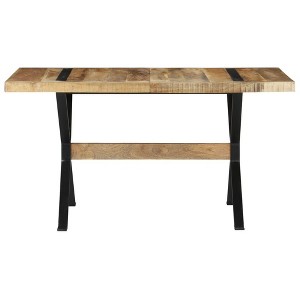 vidaXL Rough Mango Wood Dining Table - Industrial Style with Sturdy Steel Legs for Kitchen/Dining Room - 55.1"x27.6"x29.9" - 1 of 4