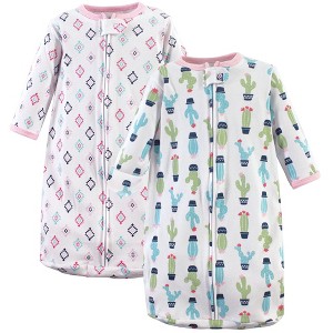 Hudson Baby Infant Girls Cotton Long-Sleeve Wearable Sleeping Bag, Sack, Blanket, Girls Cactus, 0-3 Months - 1 of 1