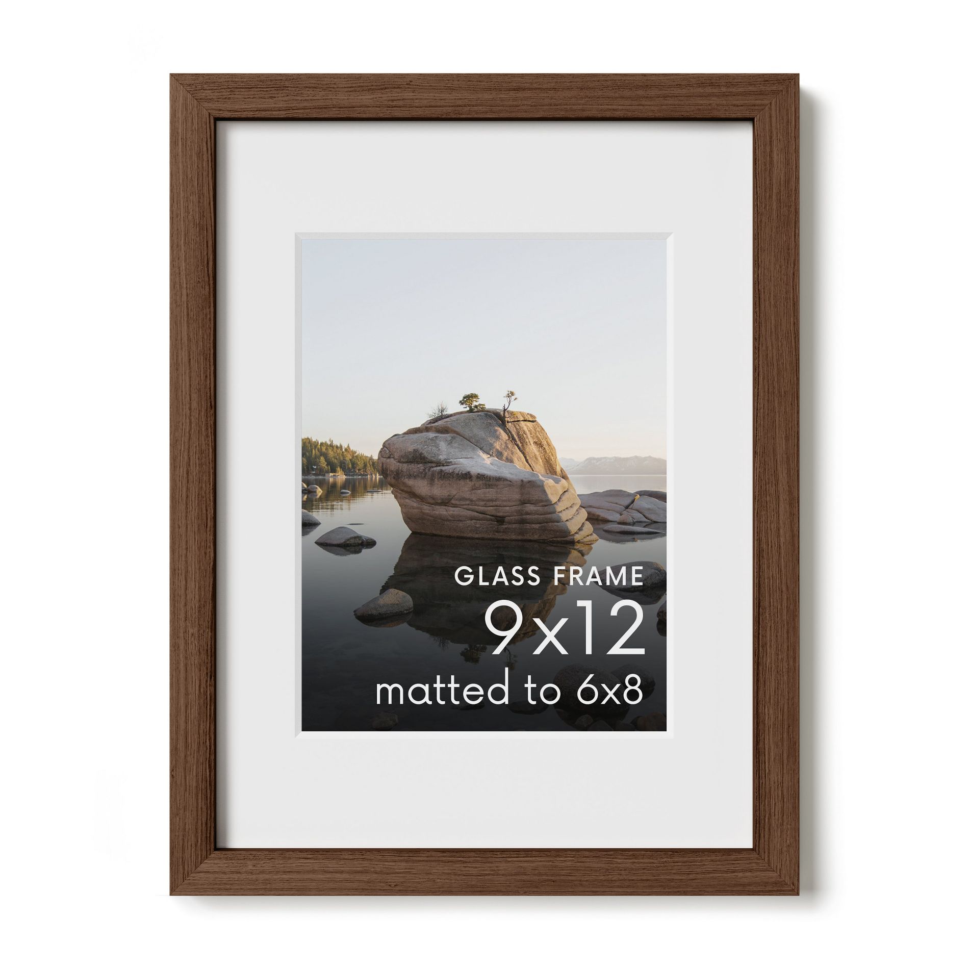 Haus and Hues Oak Picture Frame with Glass, Walnut, 9x12