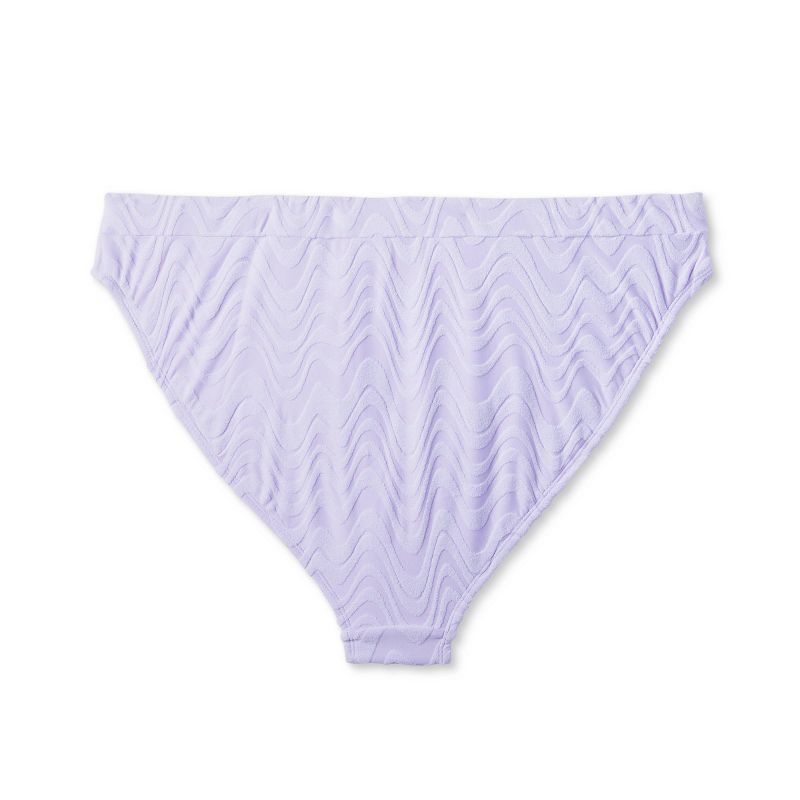 Women's Wavy Terry Textured Mid-Waist Ultra High Leg Cheeky Bikini Bottom - Wild Fable™ Lilac Purple, 6 of 7