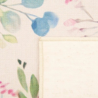 Ivory and Pink Floral Rectangular Outdoor Rug 4' x 6'