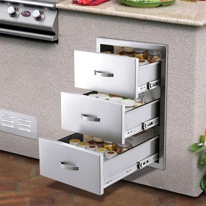 Coucheta Rustproof Stainless Steel Outdoor Kitchen Drawers, Flush Mount Large Capacity BBQ Island Drawer & Venting Panel & Handles, Storage Cabinet - 1 of 4