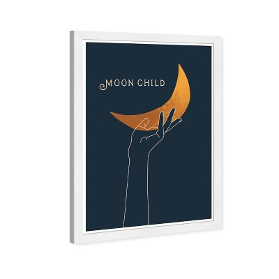 13" x 19" Moon Child Astronomy and Space Framed Wall Art Gold - Wynwood Studio: Modern Decor, Plastic Frame, Wire Mount