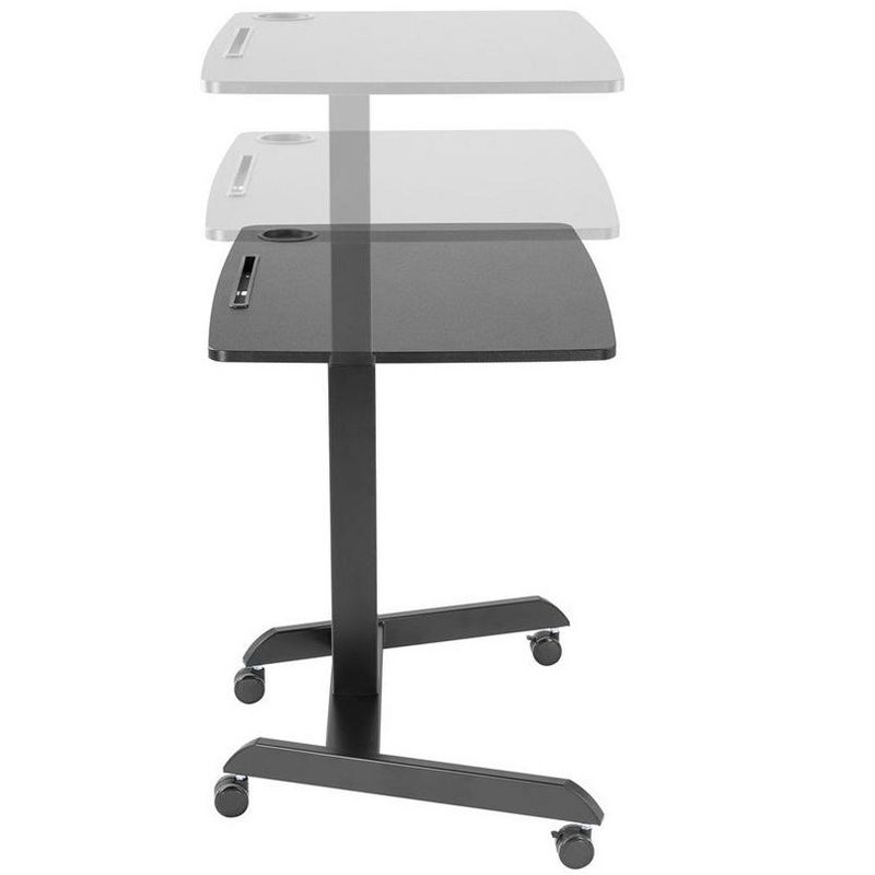 Monoprice Gas-Lift Height Adjustable Sit-Stand Mobile Rolling Workstation Laptop and Computer Desk V2, 3 of 7