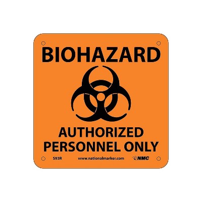 National Marker Biohazard Authorized Personnel Only (W/ Graphic) 7X7 Rigid Plastic Caution Sign S93R